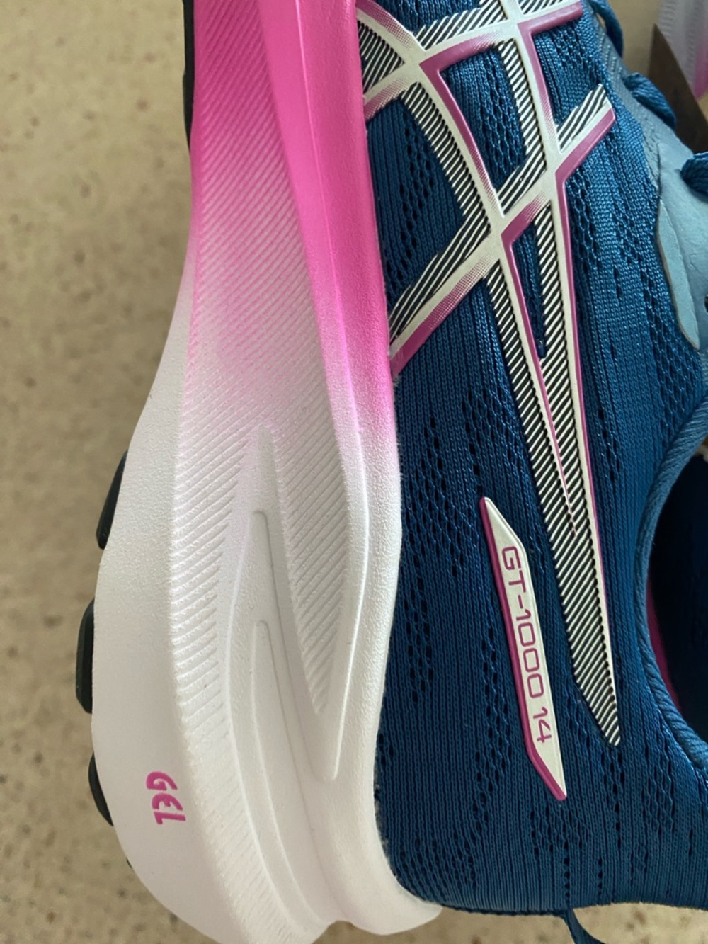 ASICS GT-1000 14 Women's Blue Running Shoes with Pink Midsole Accents - Picture 4 of 4